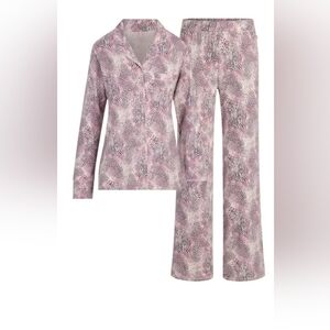 SKIMS Bloom Multi Animal Print Sleep LONG SLEEVE BUTTON UP SET